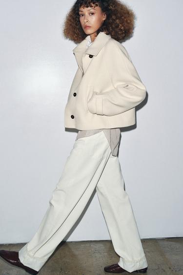 ZW COLLECTION SHORT WOOL TRENCH COAT - Ecru by Zara - Image 3