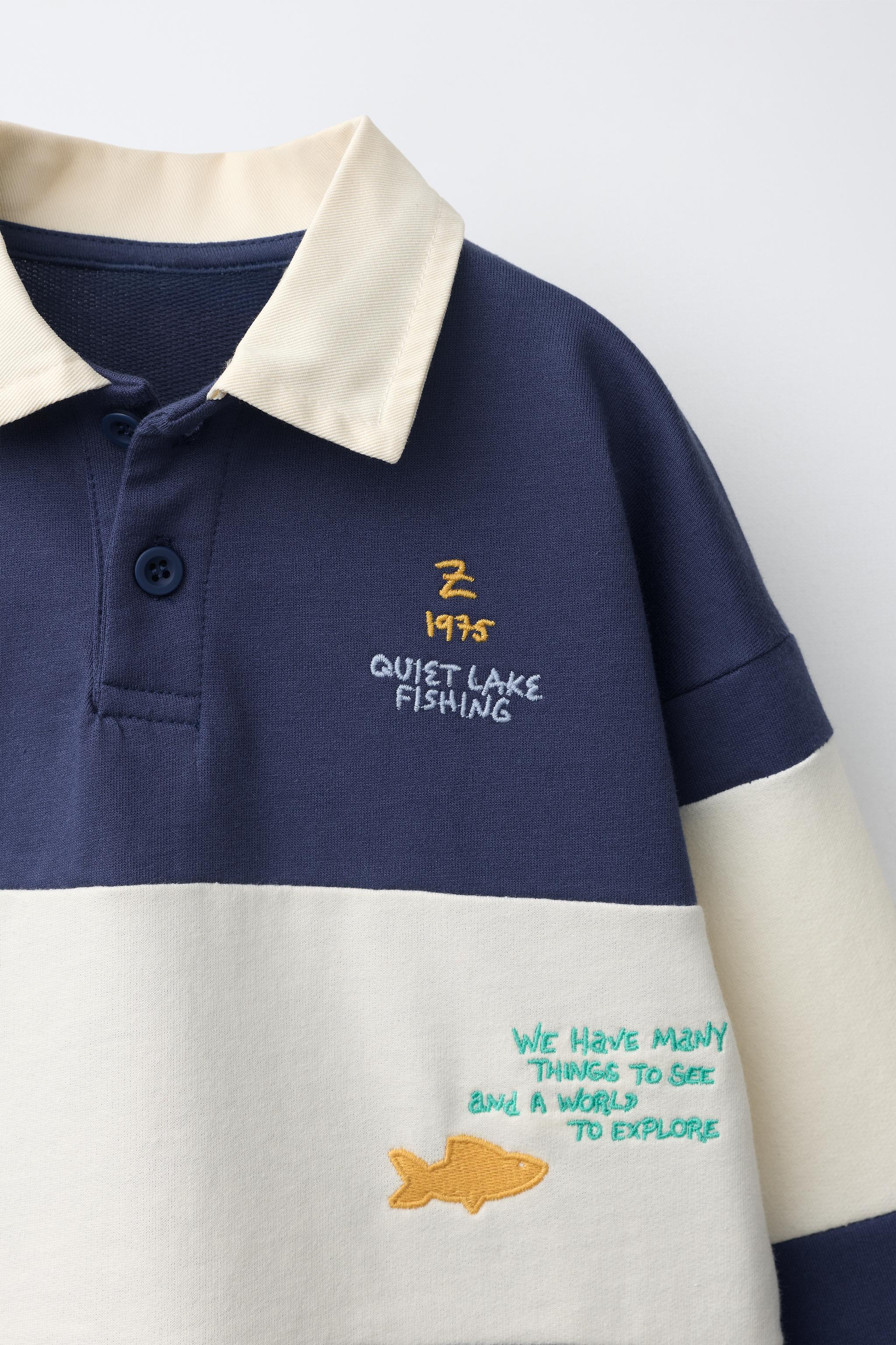 Детские свитеры Zara EMBROIDERED STRIPED KNIT POLO — фото 4