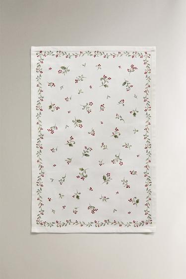 PACK OF COTTON CHRISTMAS LEAF TEA TOWELS (PACK OF 2) - Green by Zara - Image 2