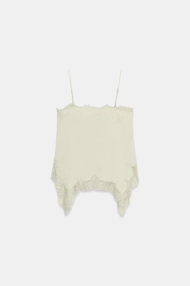 ZW COLLECTION LACE-TRIMMED CAMISOLE TOP - Mid-ecru by Zara - Image 7