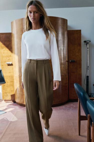 HOSE MIT ABNÄHERN, GERADER SCHNITT - Braun / Braungrau von Zara - Bild 0