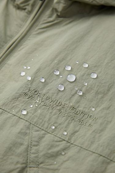 WATER-REPELLENT HOODED RAINCOAT - Greenish by Zara - Image 6