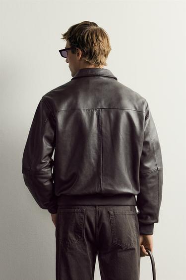 AARON LEVINE X ZARA LEATHER JACKET — Brown 2