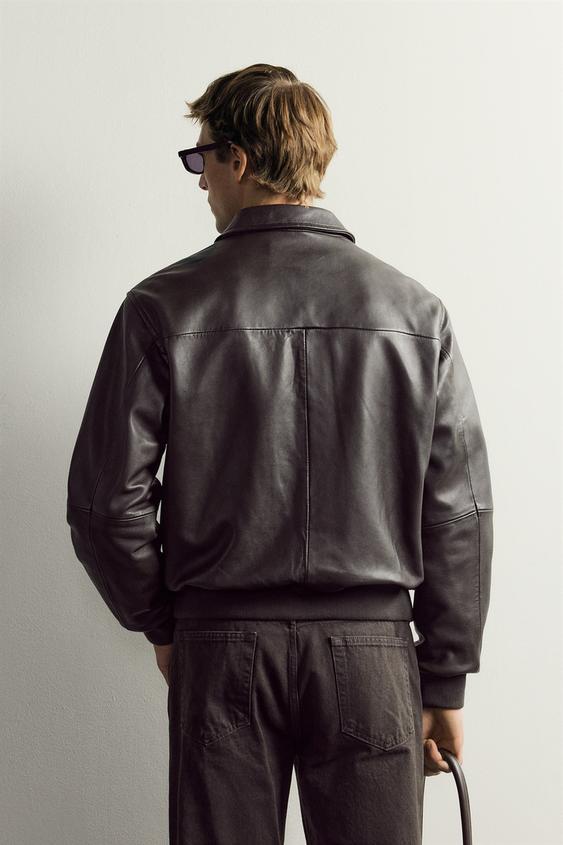 BLOUSON EN CUIR AARON LEVINE X ZARA - Marron de Zara - Image 2