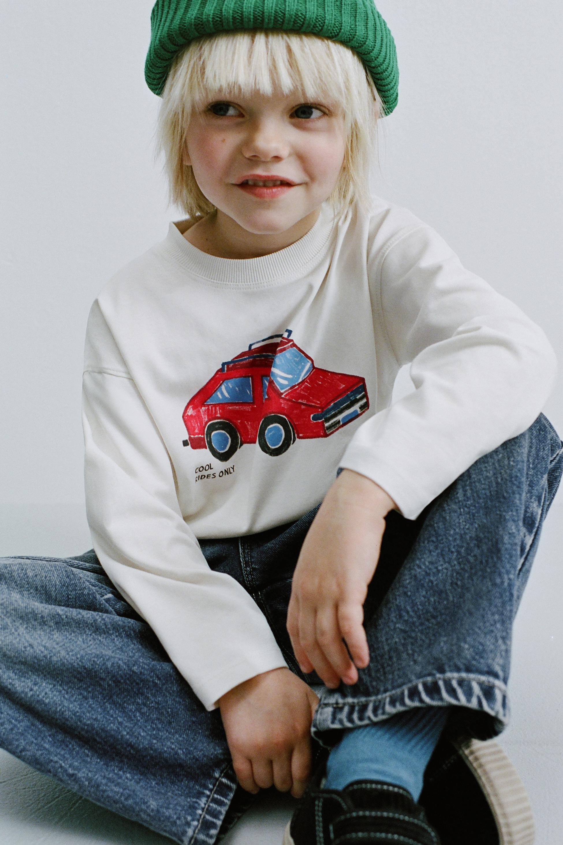 乗り物プリントTシャツ - エクリュ | ZARA Japan / 日本