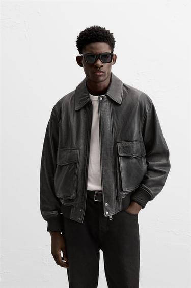Zara LEATHER JACKET - Black