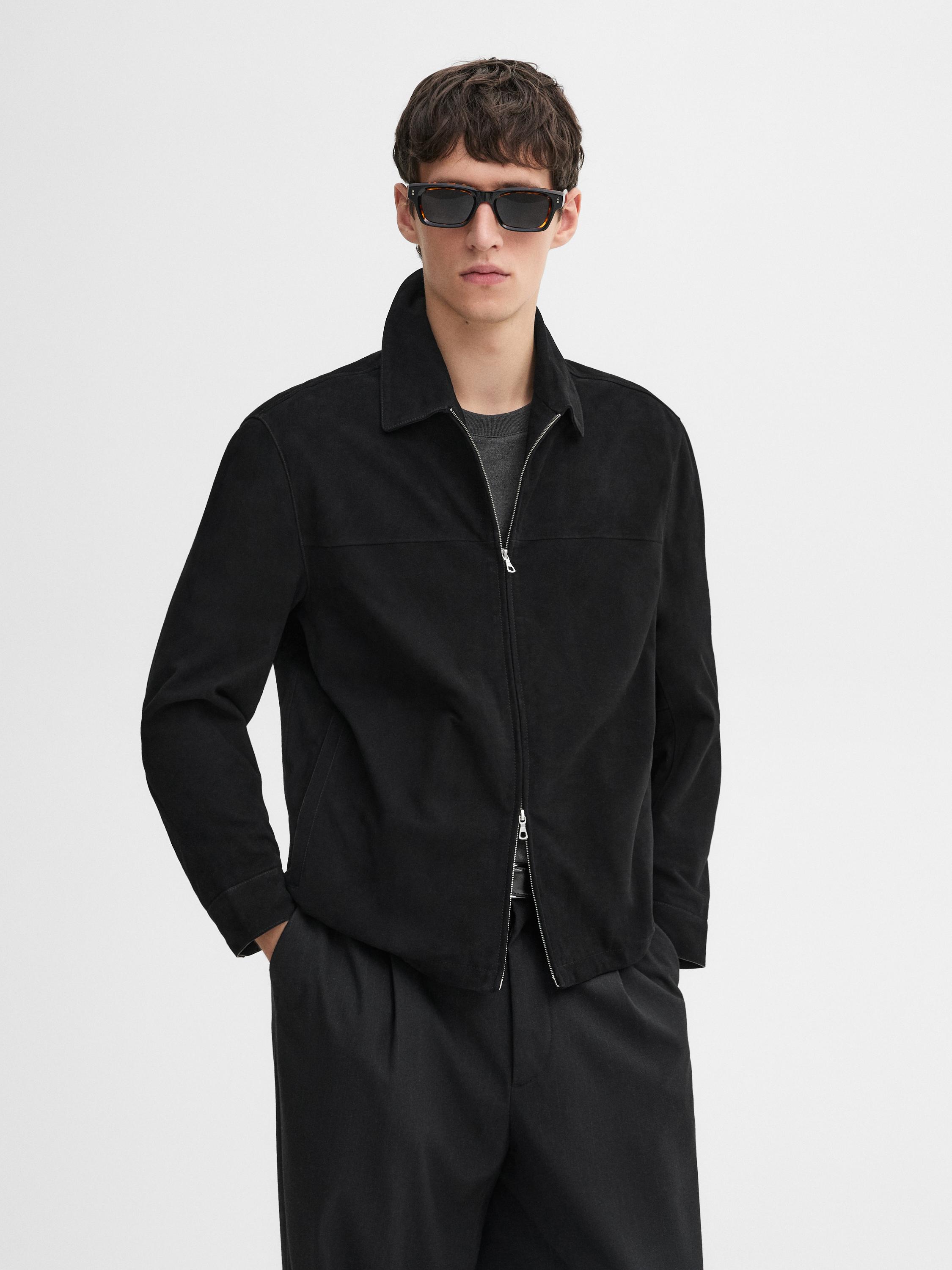 Suede leather jacket - Black | ZARA United States