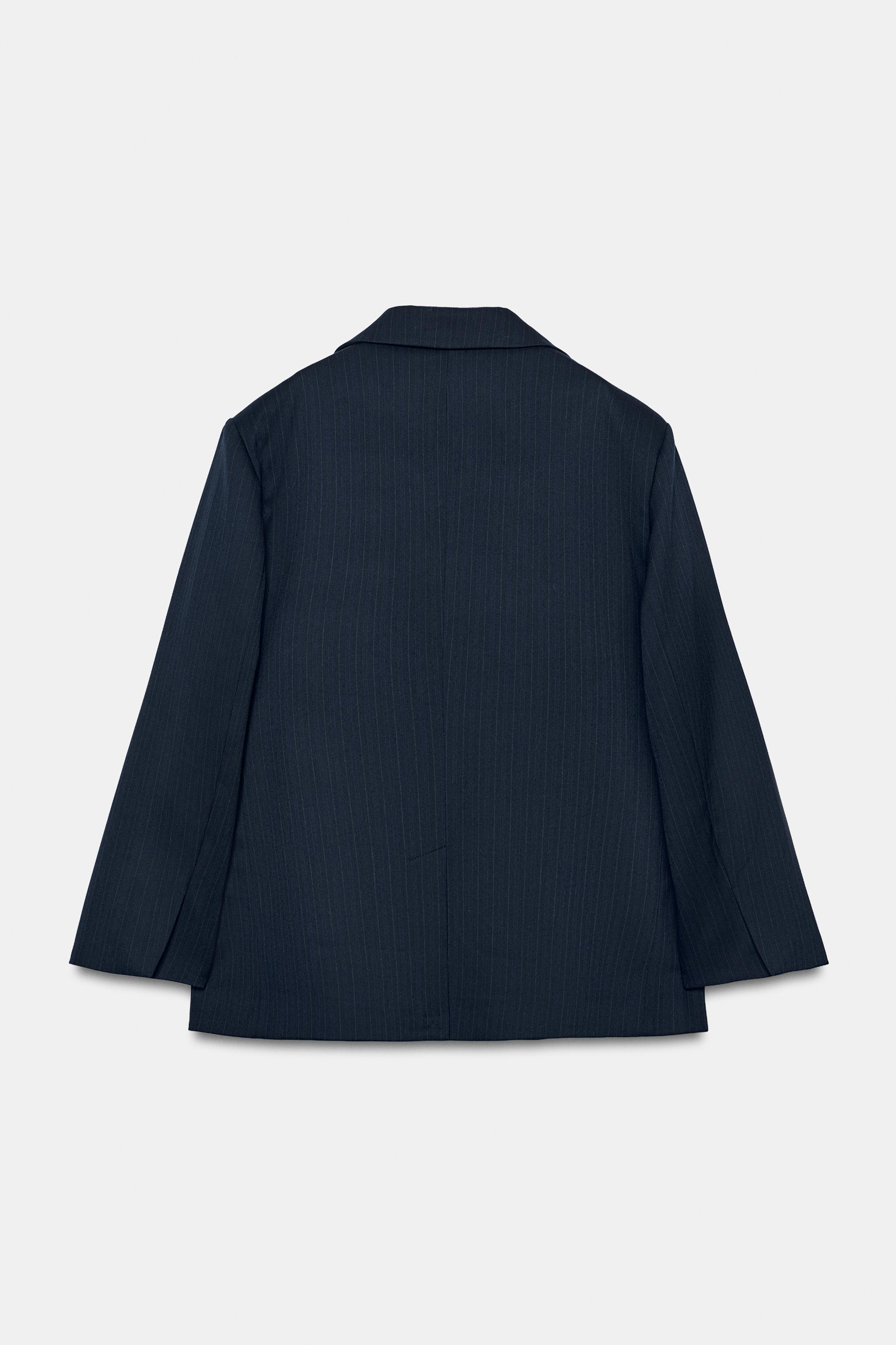 STRIPED OVERSIZED BLAZER - Dark navy | ZARA United States