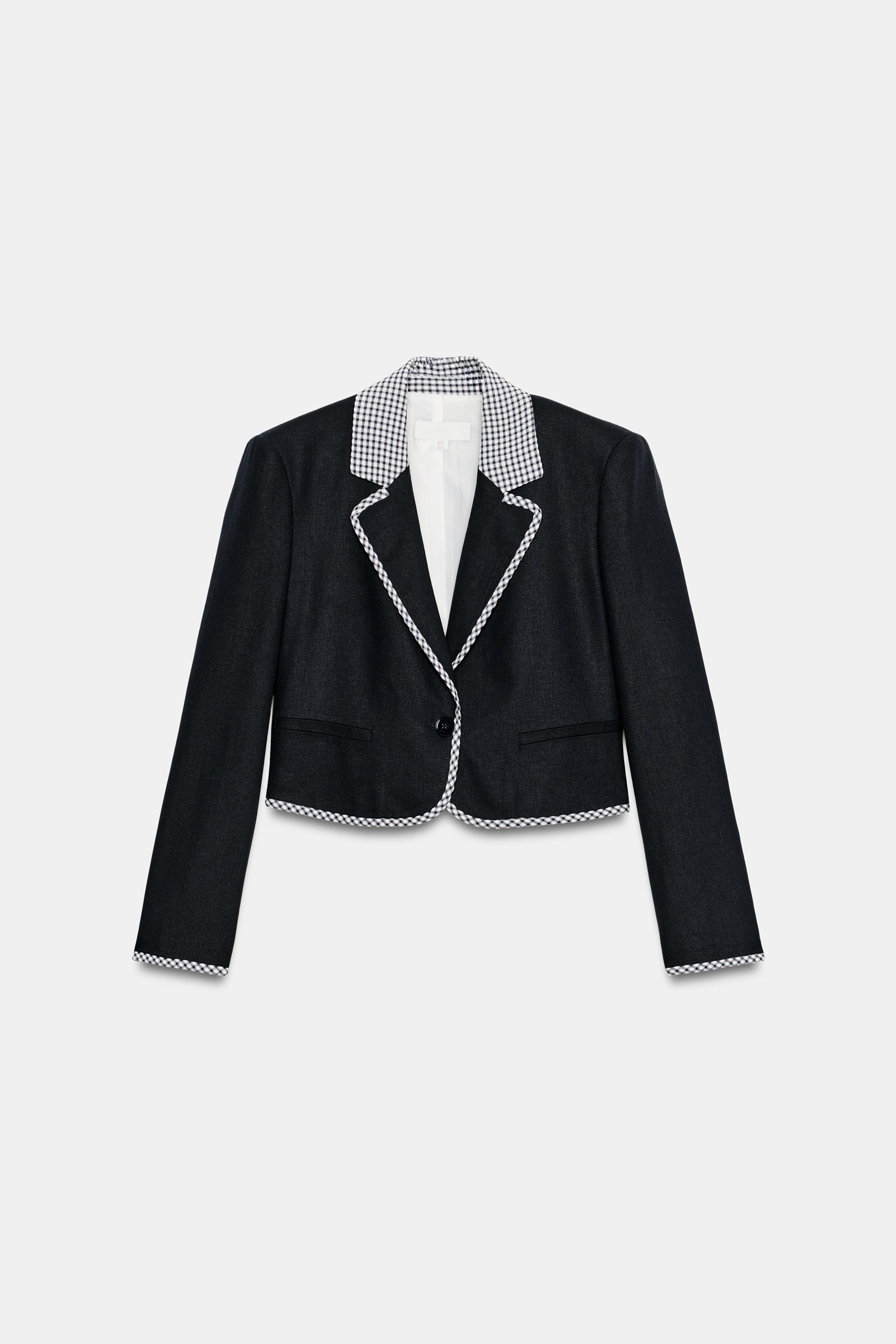 GINGHAM CHECK SHORT BLAZER