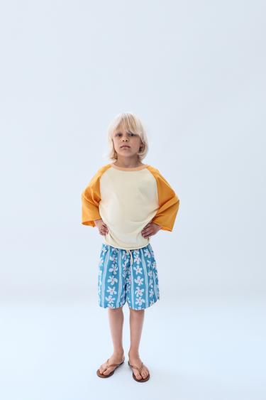 Zara 2-14 YEARS/ FLORAL PRINT SWIM SHORTS LIMITED EDITION - Light blue