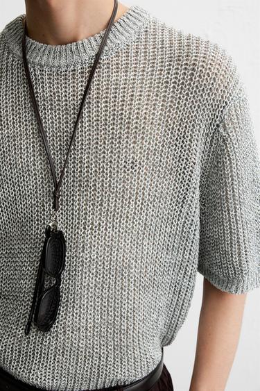OPEN KNIT T-SHIRT - Light blue by Zara - Image 4