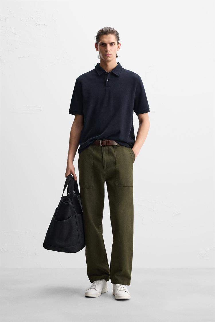 テクスチャーポロシャツ - ネイビーブルー | ZARA Japan / 日本