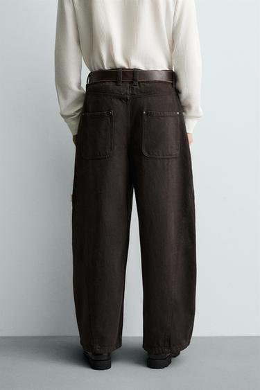 BALLOON FIT TROUSERS WITH SEAMS - Brown by Zara - Image 2