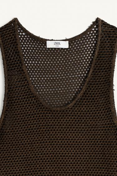 CROCHET KNIT TANK TOP - Brown by Zara - Image 5