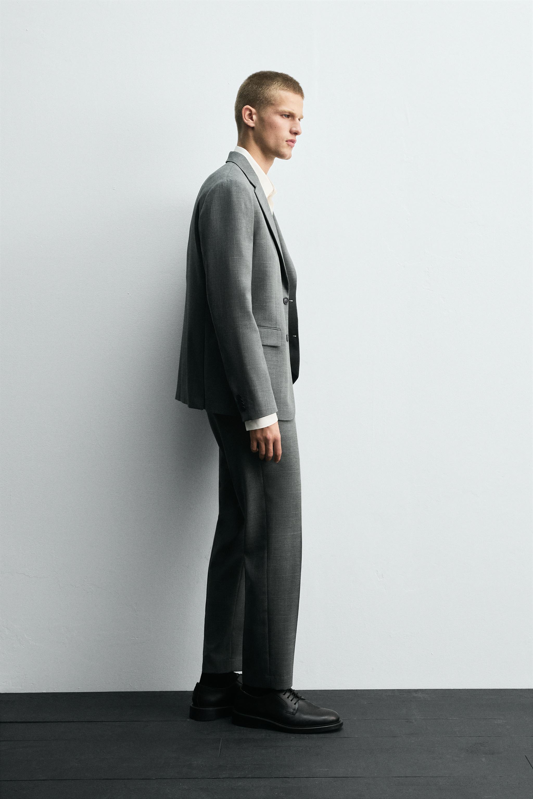 チェック柄スーツブレザー - グレーマール | ZARA Japan / 日本