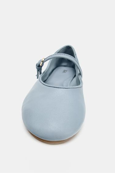 BALLERINES EN CUIR - Bleu de Zara - Image 4
