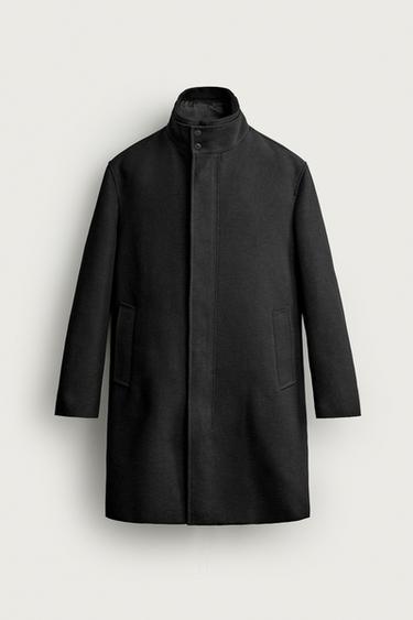 ПАЛЬТО REGULAR FIT ЗІ ЗНІМНИМ КОМІРОМ - Антрацитово-сірий Zara