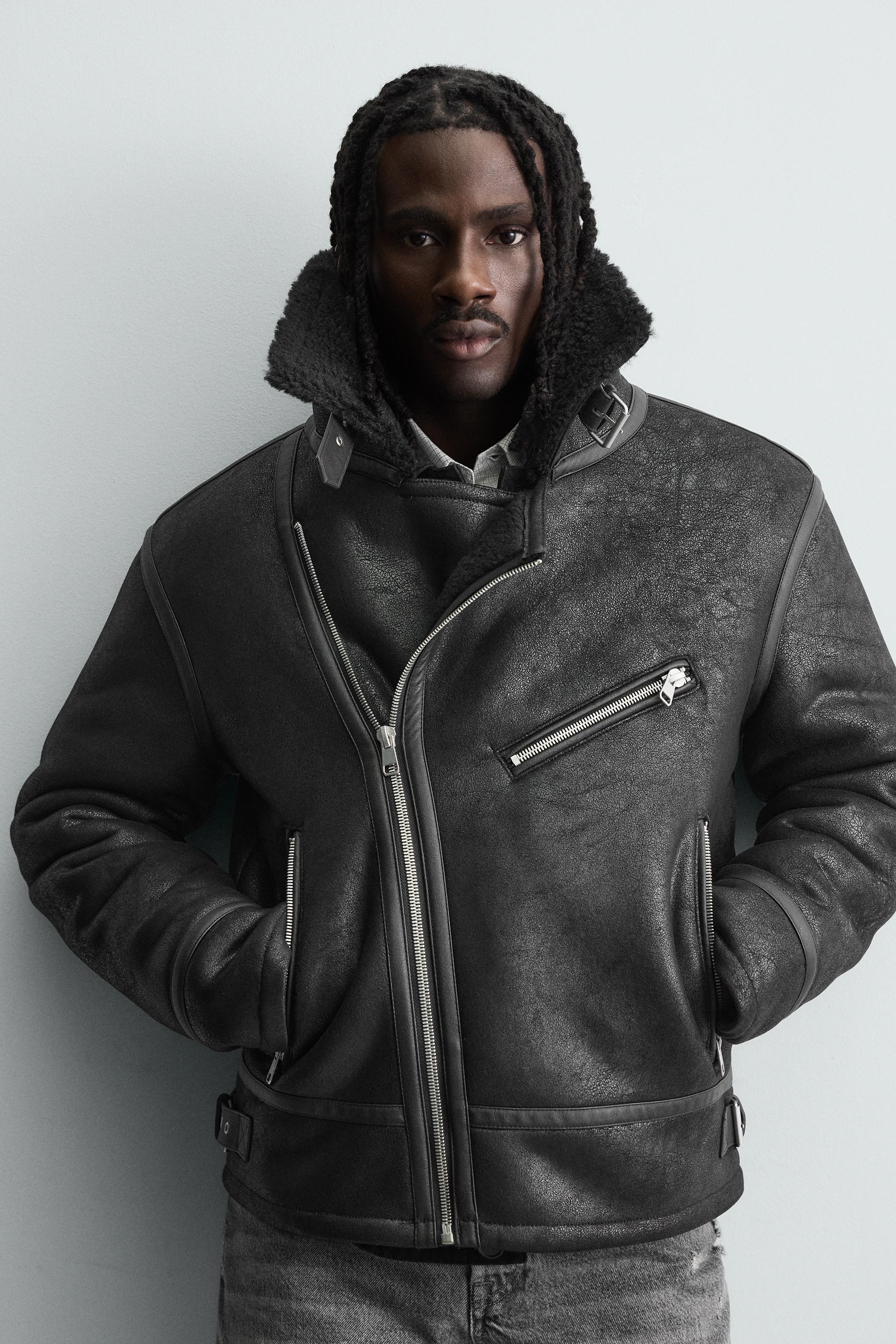 COMBINATION FAUX LEATHER JACKET