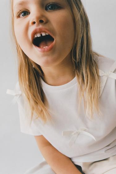 CAMISETA LACINHOS - Branco da Zara