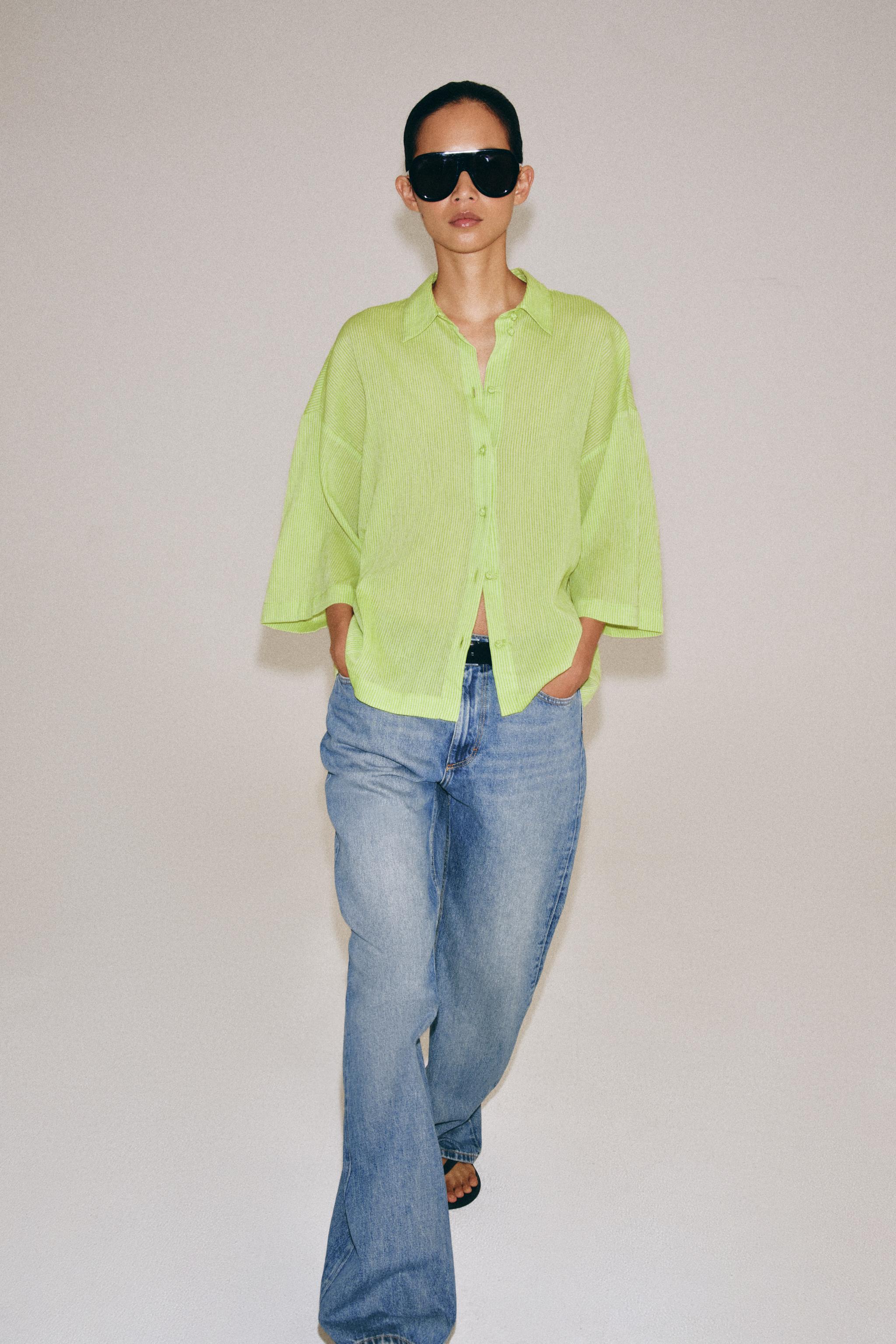 Женские рубашки Zara SHORT SLEEVE SHIRT ZW COLLECTION — фото 3