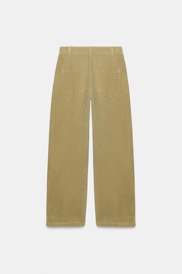 PANTALON EN VELOURS CÔTELÉ BARREL - Camel clair de Zara - Image 8
