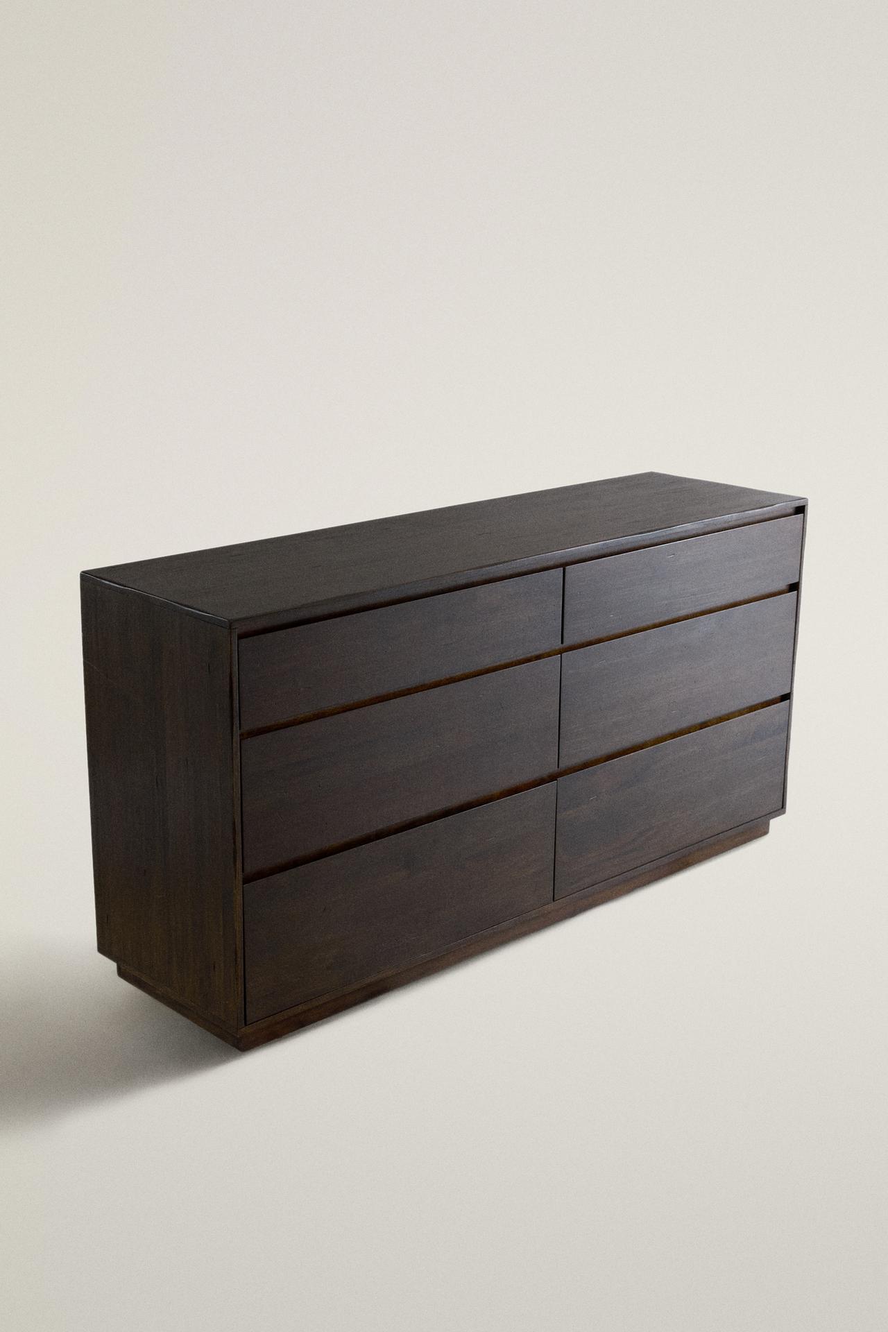 VINTAGE WOODEN CHEST OF DRAWERS — Dark brown