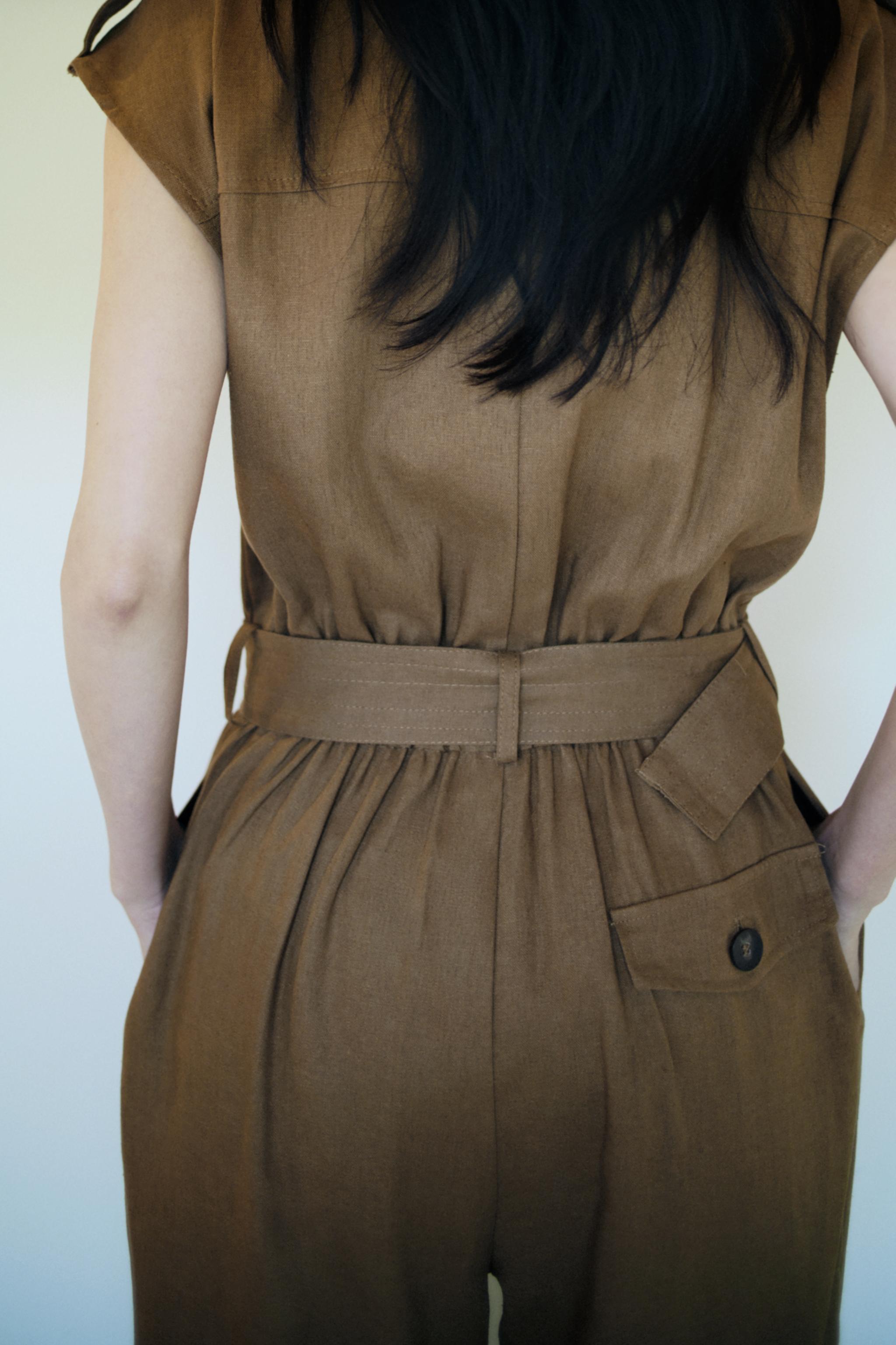 ベルト付きリネンロングジャンプスーツ - タフィー | ZARA Japan