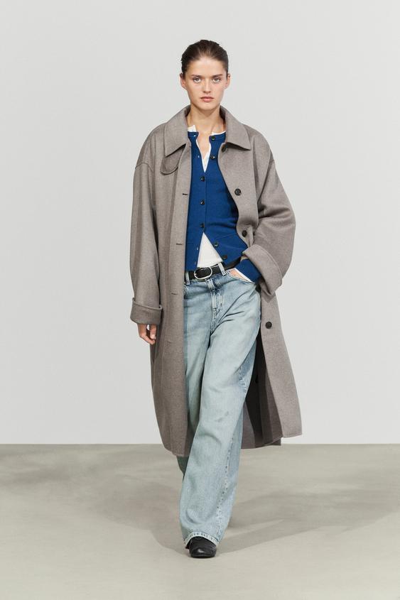 Zara Long coat with wool collar detail - 210 - Image 0
