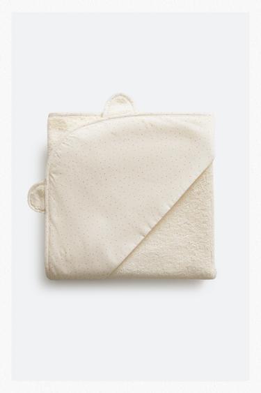 KIDS' HOODED BATH TOWEL WITH EARS - Light beige by Zara