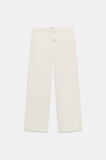 ELASTIC WAIST TROUSERS - Oyster-white by Zara - Image 0