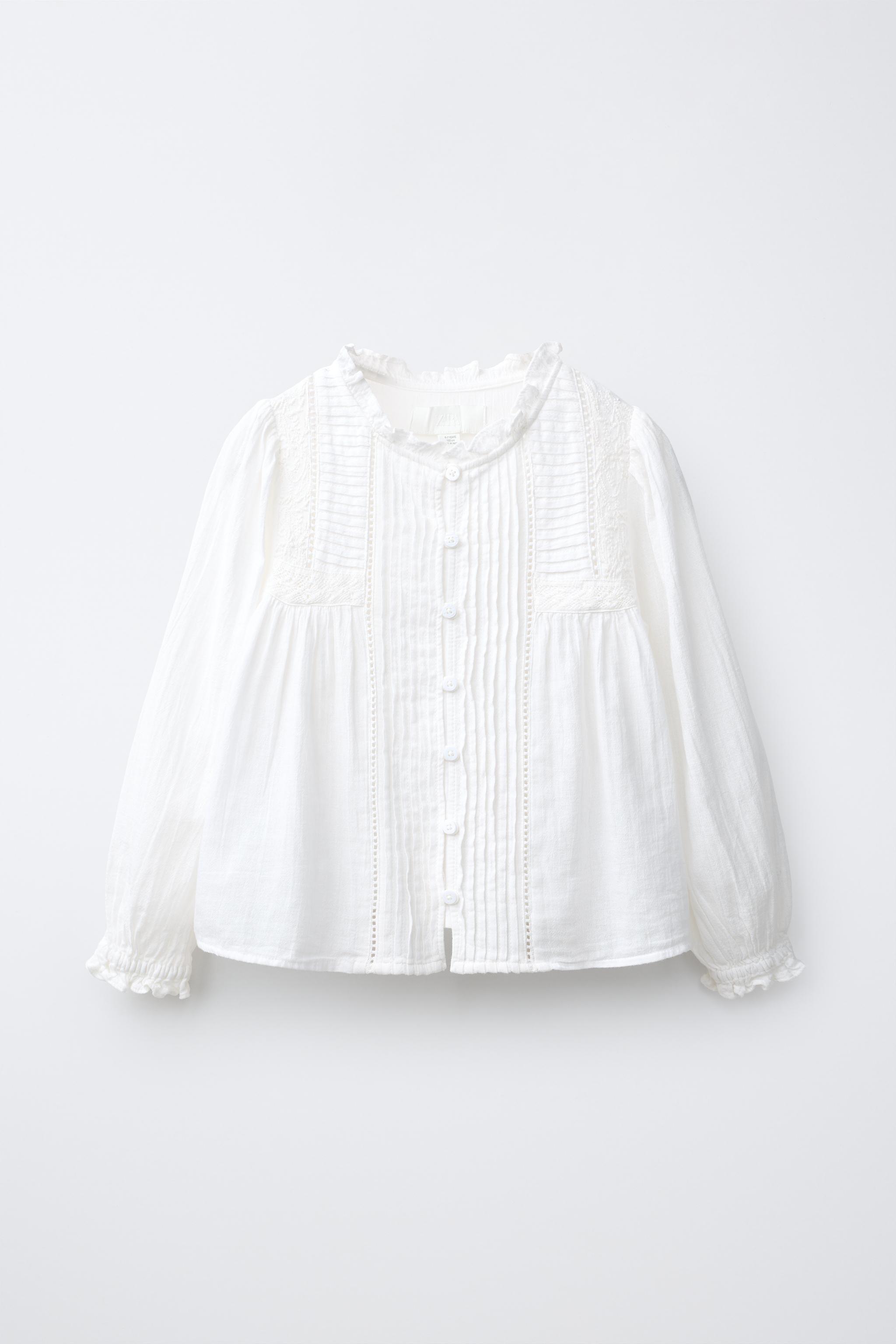 Детские рубашки Zara EMBROIDERED PINTUCK ROMANTIC SHIRT