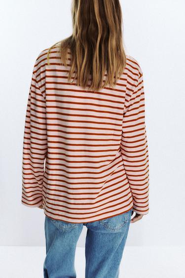 SLUB STRIPED COTTON T-SHIRT - Stripes by Zara - Image 4