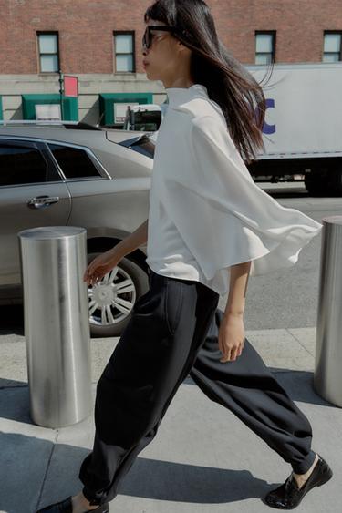 ASYMMETRIC CREPE CAPE TOP - Oyster-white by Zara - Image 2