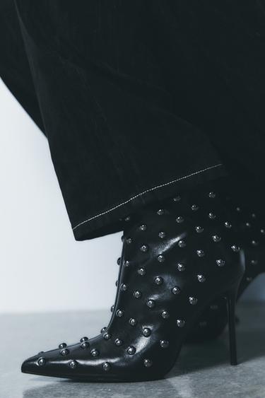 STILETTO HEEL ANKLE BOOTS WITH METALLIC DETAILS - Black by Zara - Image 1
