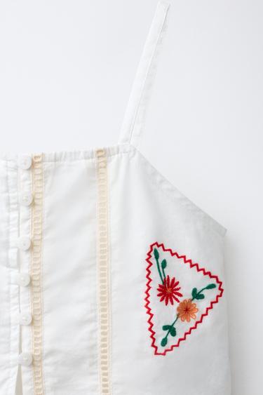 TOP BRODERIES PATCHWORK - Écru de Zara - Image 2