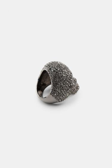 BAGUE CRÂNE À PAILLETTES - Gris anthracite de Zara - Image 1