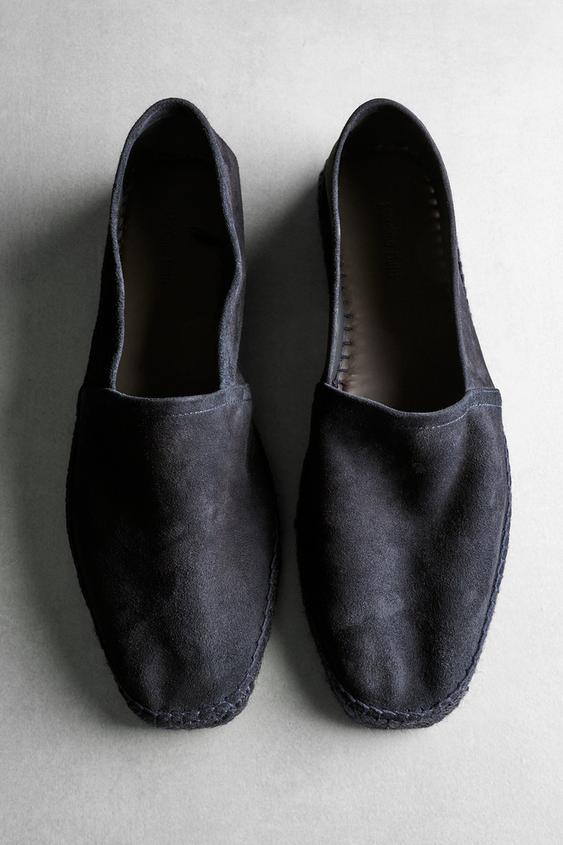 Espadrille en cuir - Bleu marine de Zara - Image 0
