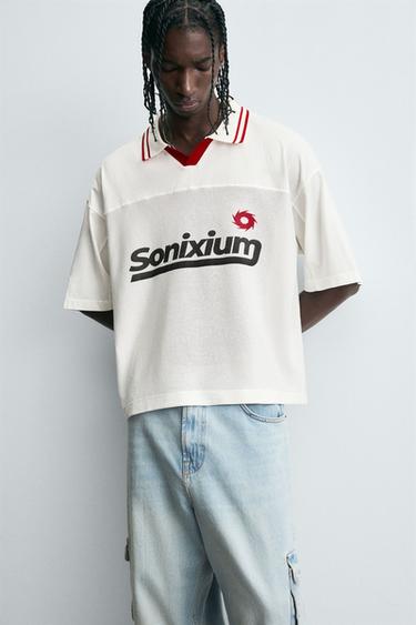RETRO FOOTBALL PRINT POLO SHIRT - Ecru by Zara - Image 5