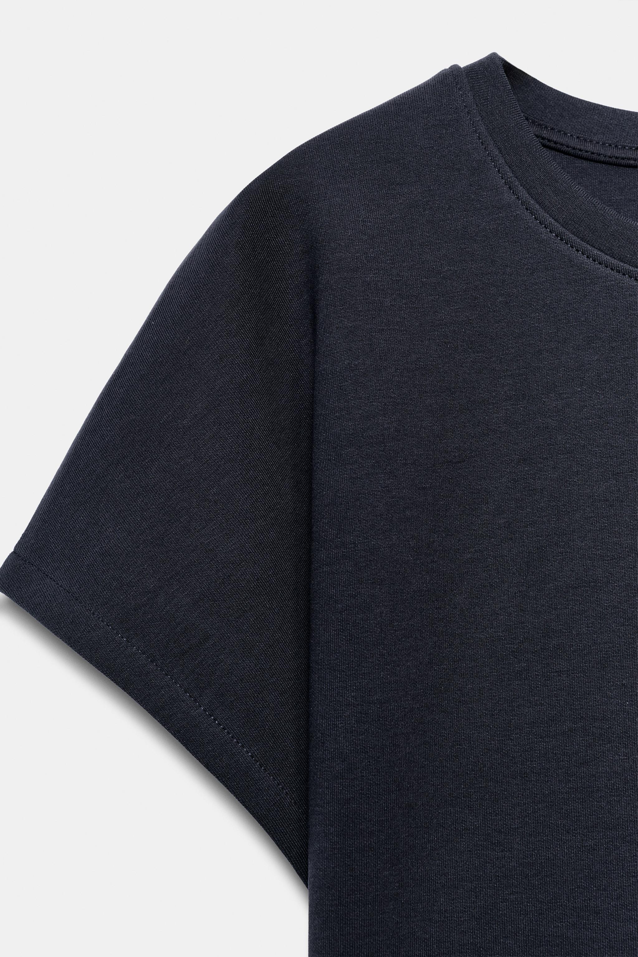 SHORT SLEEVE INTERLOCK T-SHIRT - Navy blue | ZARA United States