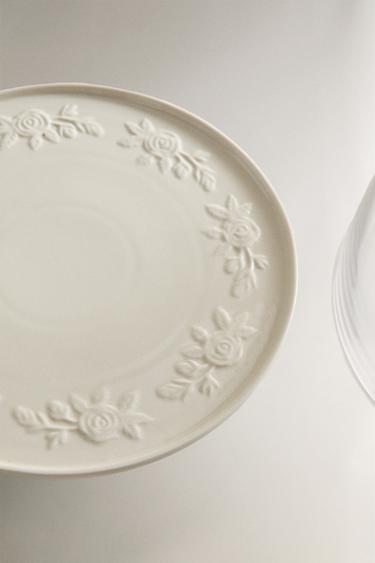 FLORAL CAKE STAND WITH A GLASS DOME - Cream by Zara - Image 2