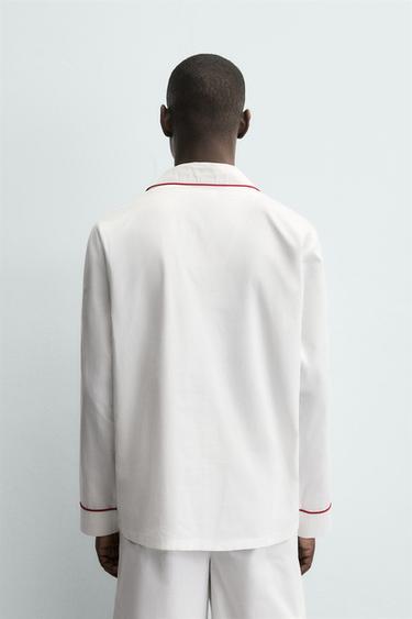 PYJAMA SET WITH CONTRAST PIPING - White by Zara - Image 3