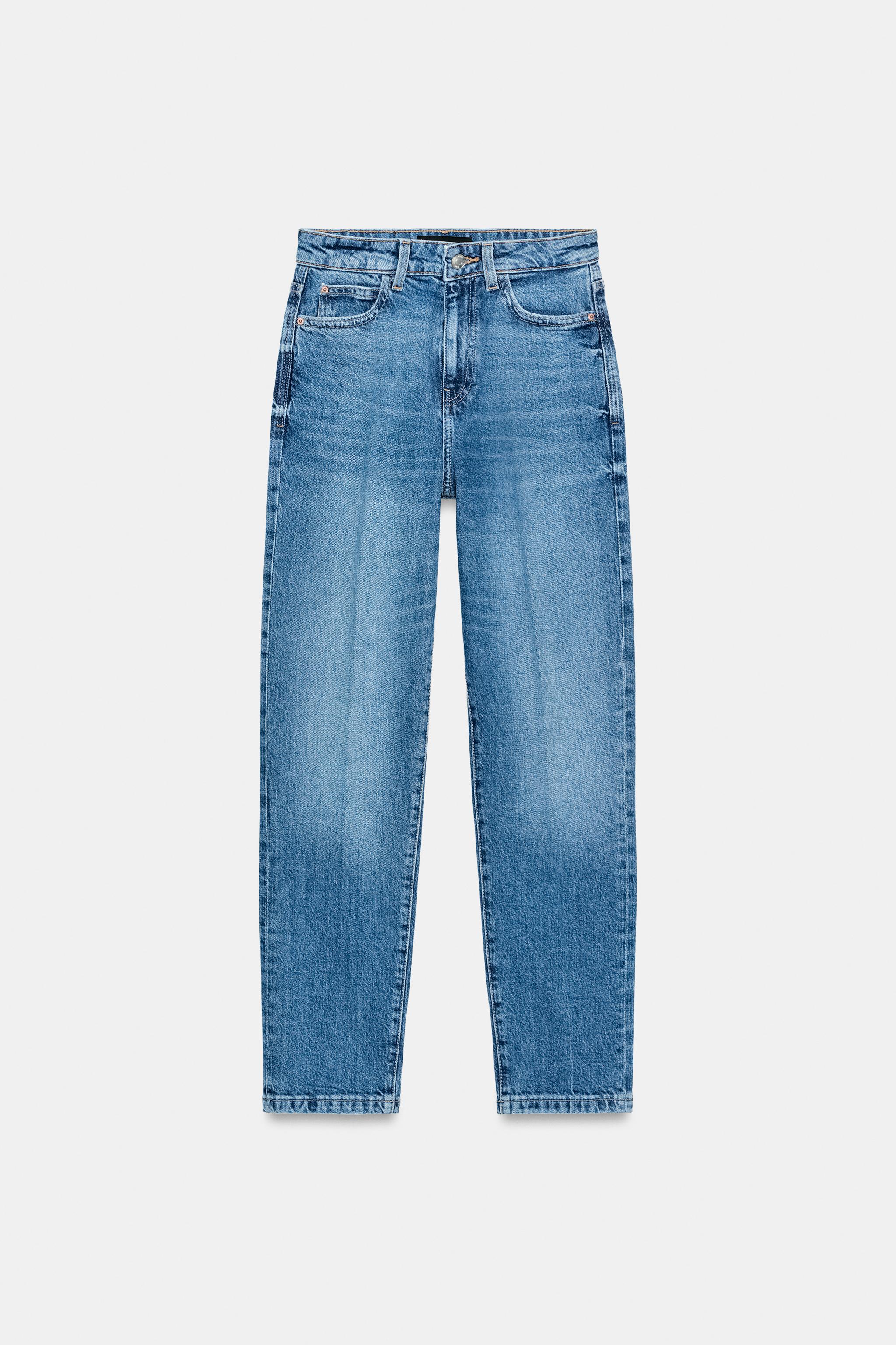 Zara Z1975 YÜKSEK BEL ÜTÜ ÇİZGİLİ MOM FIT JEAN görsel 8