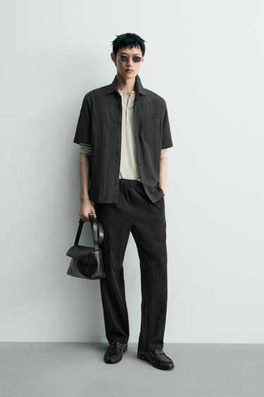 레귤러핏 스트럭처 팬츠 - Zara의 블랙 - 이미지 0