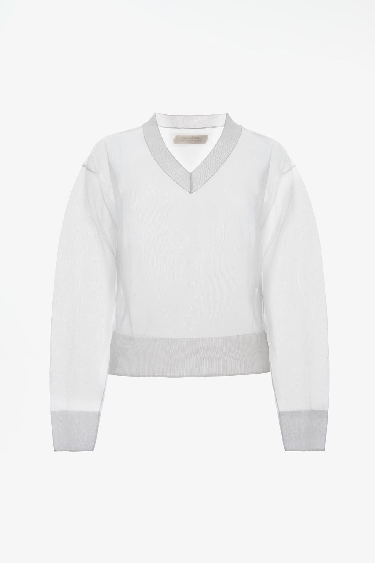 LIMITED EDITION SEMI-SHEER V-NECK SWEATER — White