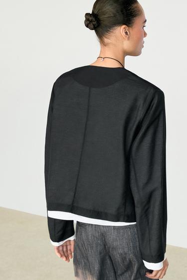 Zara Contrast double jacket for a complete look - Black