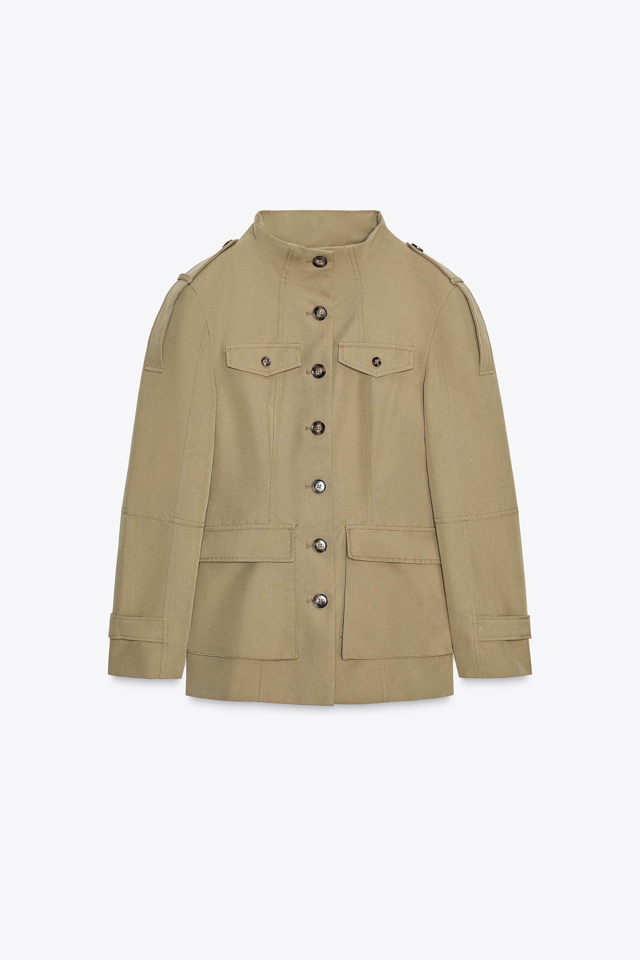 タブディテール付きポケットジャケット - ライトカーキ | ZARA