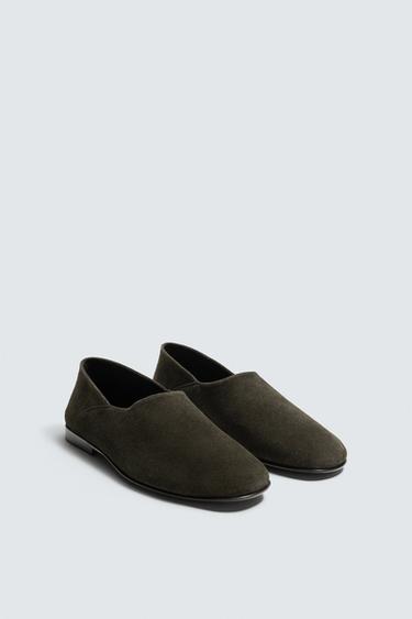 LEATHER LOAFERS - Asphalt Grey by Zara