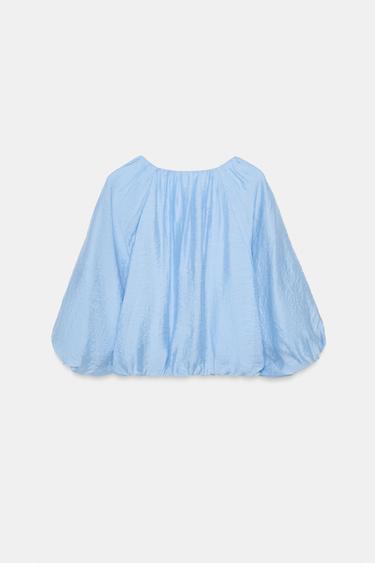 FLOWING BALLOON BLOUSE - Sky blue by Zara - Image 5