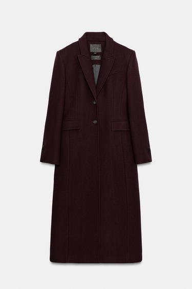 ZW COLLECTION WOOL BLEND COAT - Wine by Zara - Image 0