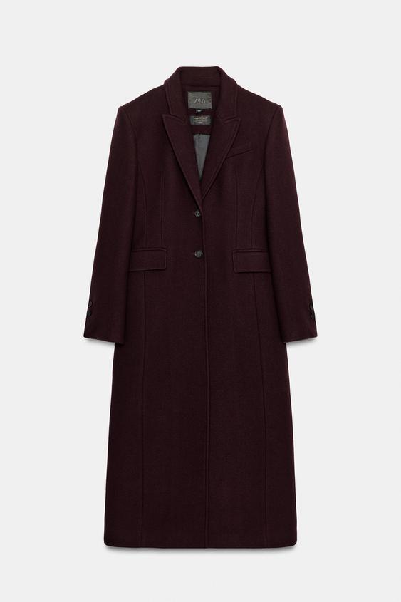 ZW COLLECTION WOOL BLEND COAT - Wine by Zara - Image 0